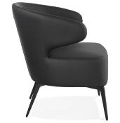 	Fauteuil lounge design à accoudoirs 'STEEL COBBE' noir pieds en métal noir