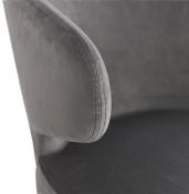 Fauteuil lounge design à accoudoirs 'BLACK COBBE' en velours gris pieds en bois noir