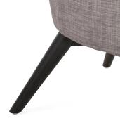 	Fauteuil lounge design à accoudoirs 'BLACK COBBE' en tissu gris pieds en bois noir
