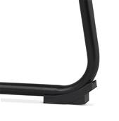 Tabouret de snack mi-hauteur design 'GUSTO MINI' en tissu bouclé blanc avec pieds tréteaux et repose pieds en métal noir dossier haut