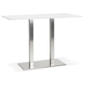 Table bar Mange-debout design 'Tvillin BAR' bois noir double pied central métal brossé - 160 x 80 cm
