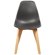Chaise scandinave 'Karl' noire avec 4 pieds en bois naturel - Lot de 4