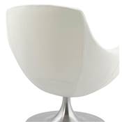 Fauteuil lounge design 'Kômfort' pivotant blanc pied central en aluminium brossé