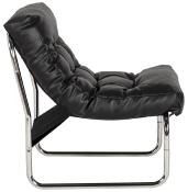 Fauteuil lounge 'Capiton' noir pieds en métal chromé