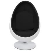 Fauteuil ‘Oeuf’ pivotant noir et blanc