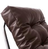 Fauteuil lounge 'Capiton' brun pieds en métal chromé