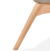 	Fauteuil à oreilles scandinave design 'ELEGAN' en tissu patchwork bleu et gris pieds en bois naturel