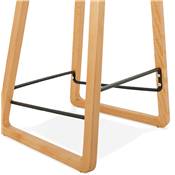 Tabouret de snack mi-hauteur design scandinave 'Skala' noir pieds tréteaux bois naturel dossier bas