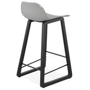 Tabouret de snack mi-hauteur design 'Skala Black Edition' gris pieds tréteaux bois noir dossier bas