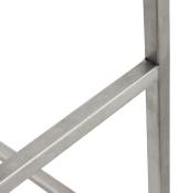 Tabouret de bar empilable design carré 'Iron' blanc avec pieds en métal brossé et dossier bas