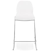 Tabouret de snack mi-hauteur empilable design 'Great Mini' blanc 4 pieds métal chromé dossier haut