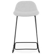 Tabouret de snack mi-hauteur 'Steelblack Mini' tissu gris clair pieds tréteaux métal noir dossier bas
