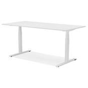 Bureau design assis-debout électrique 'SEMPLICE' blanc en bois pieds en métal blanc - 160 x 80 cm