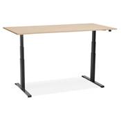 Bureau design assis-debout électrique 'SEMPLICE' en bois naturel pieds en métal noir - 160 x 80 cm