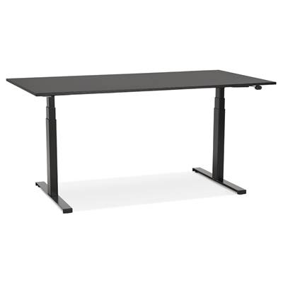 Bureau design assis-debout électrique 'SMALL SEMPLICE' noir en bois pieds métal noir - 140 x 70 cm