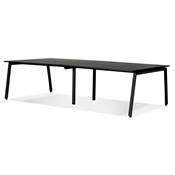 Double bureau bench / table de réunion 'INCONTRO DUE' noir en bois pieds métal noir - 280 x 140 cm