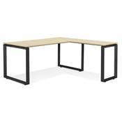 Bureau d'angle design 'MEET L' plateau en bois naturel avec pieds en métal noir - 160 cm
