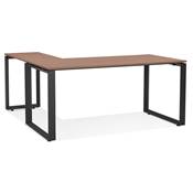 Bureau d'angle design 'MEET L' plateau en noyer avec pieds en métal noir - 160 cm