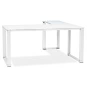 Bureau de direction d'angle design 'GLASSTOP L' plateau en verre pieds métal