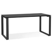 Bureau droit design 'MEET SMALL' plateau en bois noir avec pieds en métal noir - 160 x 80 cm