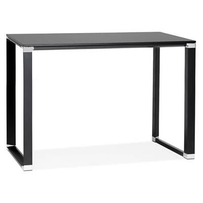 Bureau droit design haut 'HIGH BUSINESS' en bois noir pieds en métal noir et chromé – 140 x 70 cm