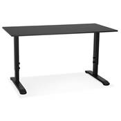 Bureau droit réglable en hauteur design 'MODULARE MINI' noir en bois pieds métal noir - 140 x 70 cm