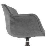 Chaise design à accoudoirs 'TICKY' en velours gris avec 4 pied en métal noir