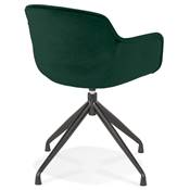 Chaise design à accoudoirs 'TICKY' en velours vert avec 4 pied en métal noir