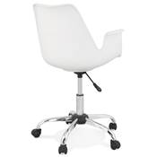 Chaise de bureau à roulettes design à accoudoirs 'KUTE' blanche pieds en métal chromé