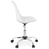 Chaise de bureau à roulettes design 'TULIP' blanche pieds en métal chromé