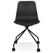 Chaise de bureau à roulettes design 'BLACK HJÜL' noire avec pied en métal noir