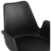 Chaise style industriel design à accoudoirs 'HERTIG' noire avec 4 pieds en métal noir
