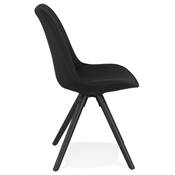 Chaise design 'BLACK FIRENZA' en tissu noir avec 4 pieds en bois noir