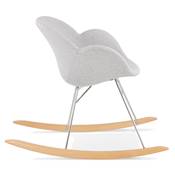 Chaise à bascule design scandinave à accoudoirs 'GUNGSTÖL' tissu gris clair pieds bois métal chromé