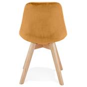 Chaise scandinave 'MILANO' en velours moutarde et 4 pieds en bois naturel