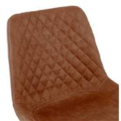 Chaise design style vintage 'HERTIG' en microfibre gaufrée marron et 4 pieds en métal noir