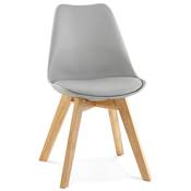 Chaise scandinave design 'Halmstad' grise avec 4 pieds en bois naturel
