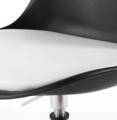 Chaise design réglable 'Tulipe' pivotante noire et blanche pied métal chromé