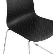 Chaise design empilable 'Style' noire pieds tréteaux en métal chromé