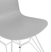 Chaise design 'Sländak White' grise avec 4 pieds en métal blanc