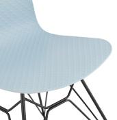 Chaise design 'Sländak Black' bleue avec 4 pieds en métal noir