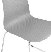 Chaise design empilable 'Style' grise avec pieds tréteaux en métal chromé
