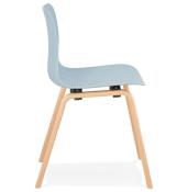Chaise scandinave design 'Parkwood' bleue avec 4 pieds en bois naturel