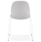 Chaise design empilable 'Teknik White' en tissu gris clair pieds tréteaux en métal blanc