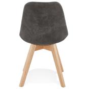 	Chaise design 'Milano' en microfibre grise avec 4 pieds en bois naturel