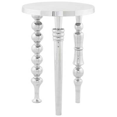 Table d'appoint guéridon design 'Netti' artisanale 3 pieds en aluminium poli - Ø 45 cm