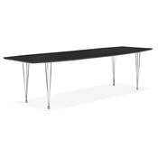 Table / table de réunion extensible 'Rym' noire en bois 4 pieds métal chromé - 170(270) x 100 cm