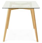Table / bureau droit scandinave 'Skanör' plateau verre 4 pieds en bois naturel - 120 x 80 cm