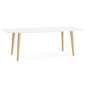 Table / table de réunion extensible scandinave 'Svenssen' blanche 4 pieds bois – 170(270) x 100 cm