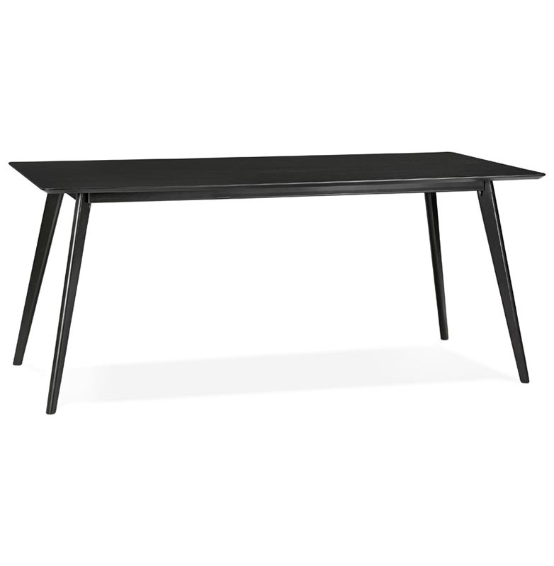 Table / bureau droit scandinave 'Rustik' noire plateau et 4 pieds en bois – 180 x 90 cm